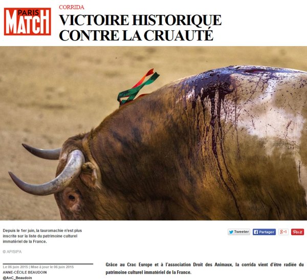 Corrida la honte Roger Lahana Paris Match Anne-Cécile Beaudoin