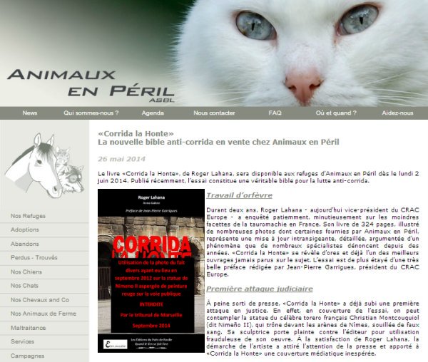 Animaux en péril Corrida la Honte