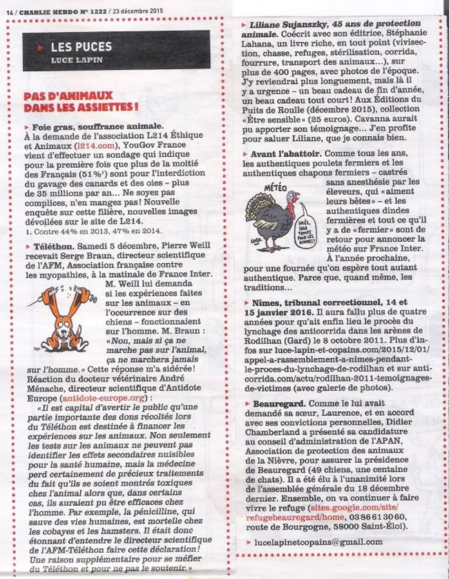 Luce Lapin Liliane Sujanszky Stéphanie Lahana 45 ans de protection animale