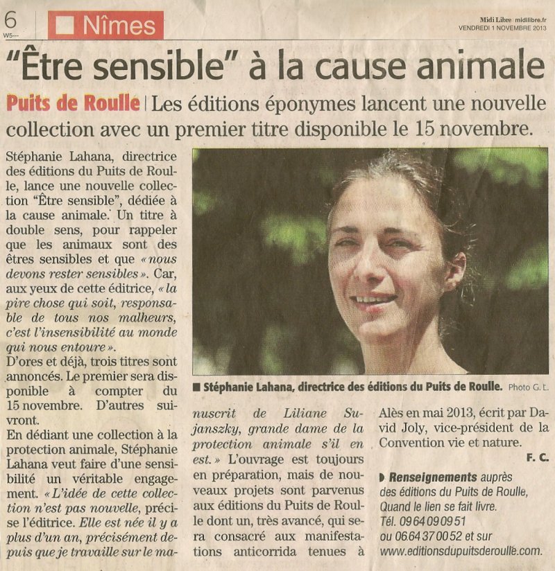 Puits de Roulle Cause animale David Joly Liliane Sujanszky Anna Galore