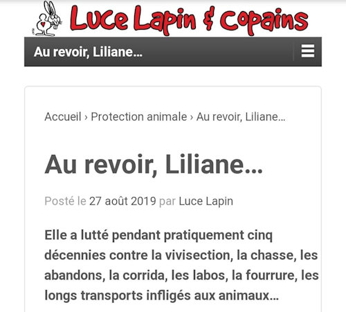 Hommage de Luce Lapin à Liliane Sujanszky
